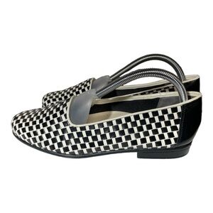 TROTTERS LIZ BLACK/WHITE CHECKERED WOVEN LEATHER
LOAFER ROUND TOE SLIP-ON SZ 9W